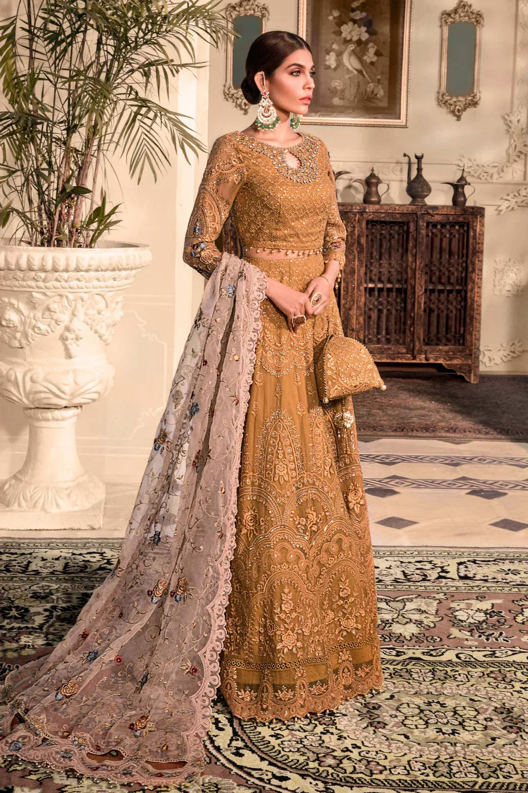 MARIA B Mustard BD-2606 MBROIDERED - Aqsa Fabrics