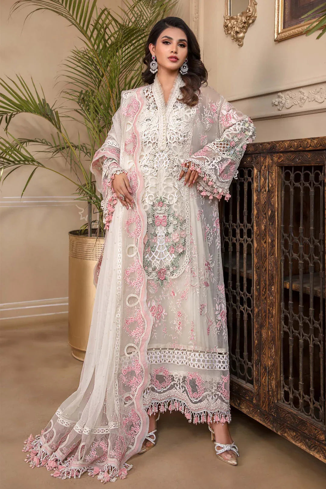 MARIA B Off White BD-2604 MBROIDERED - Aqsa Fabrics