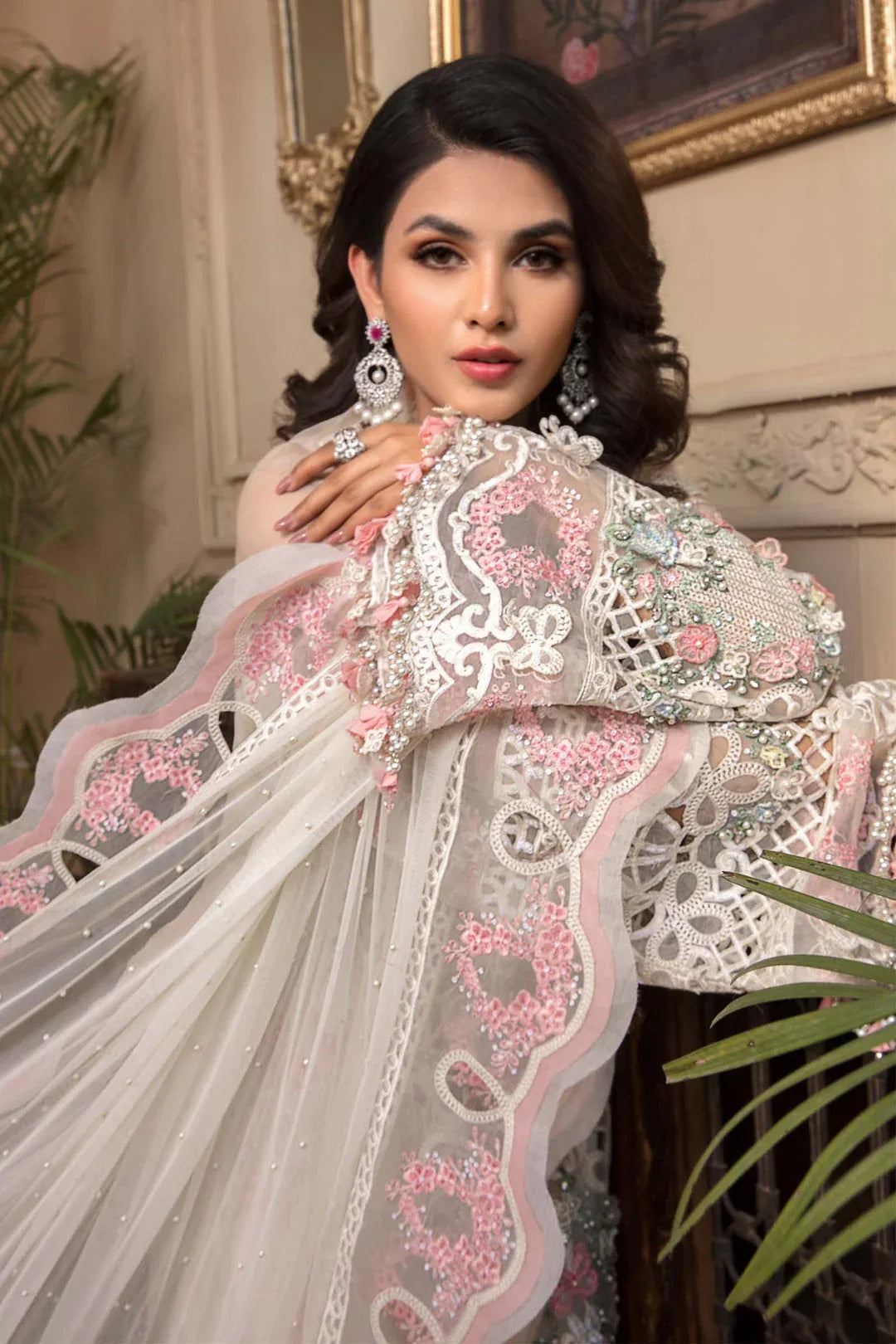 MARIA B Off White BD-2604 MBROIDERED - Aqsa Fabrics