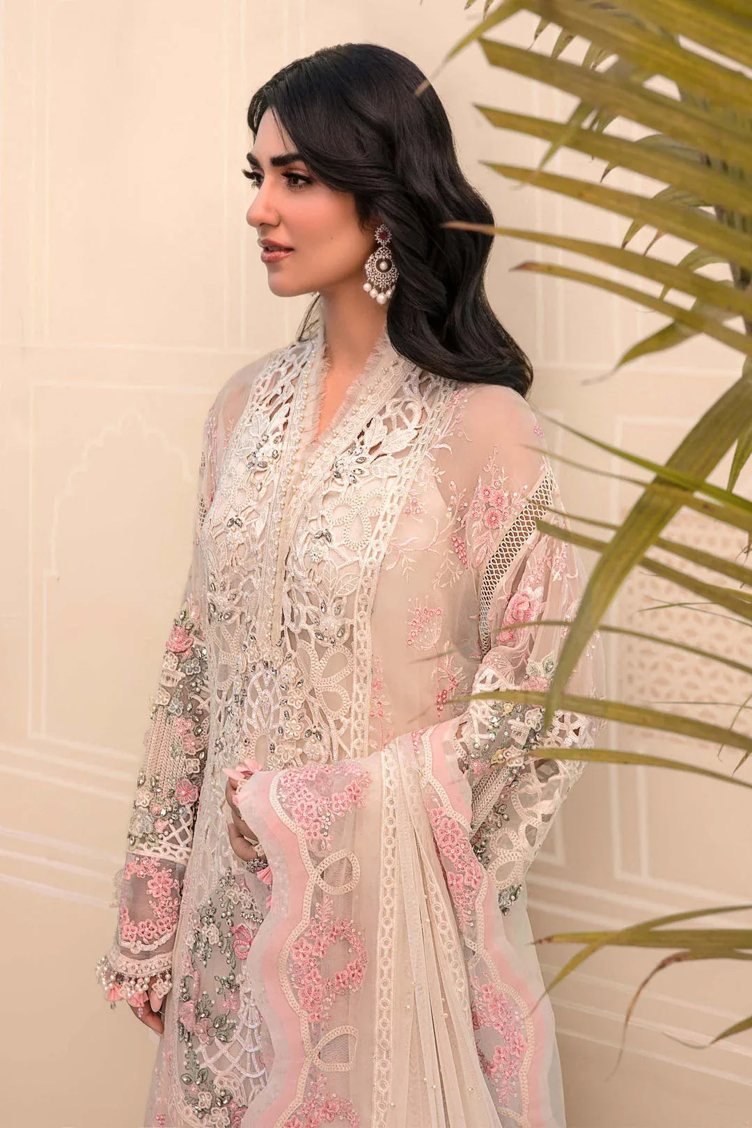 MARIA B Off White BD-2604 MBROIDERED - Aqsa Fabrics