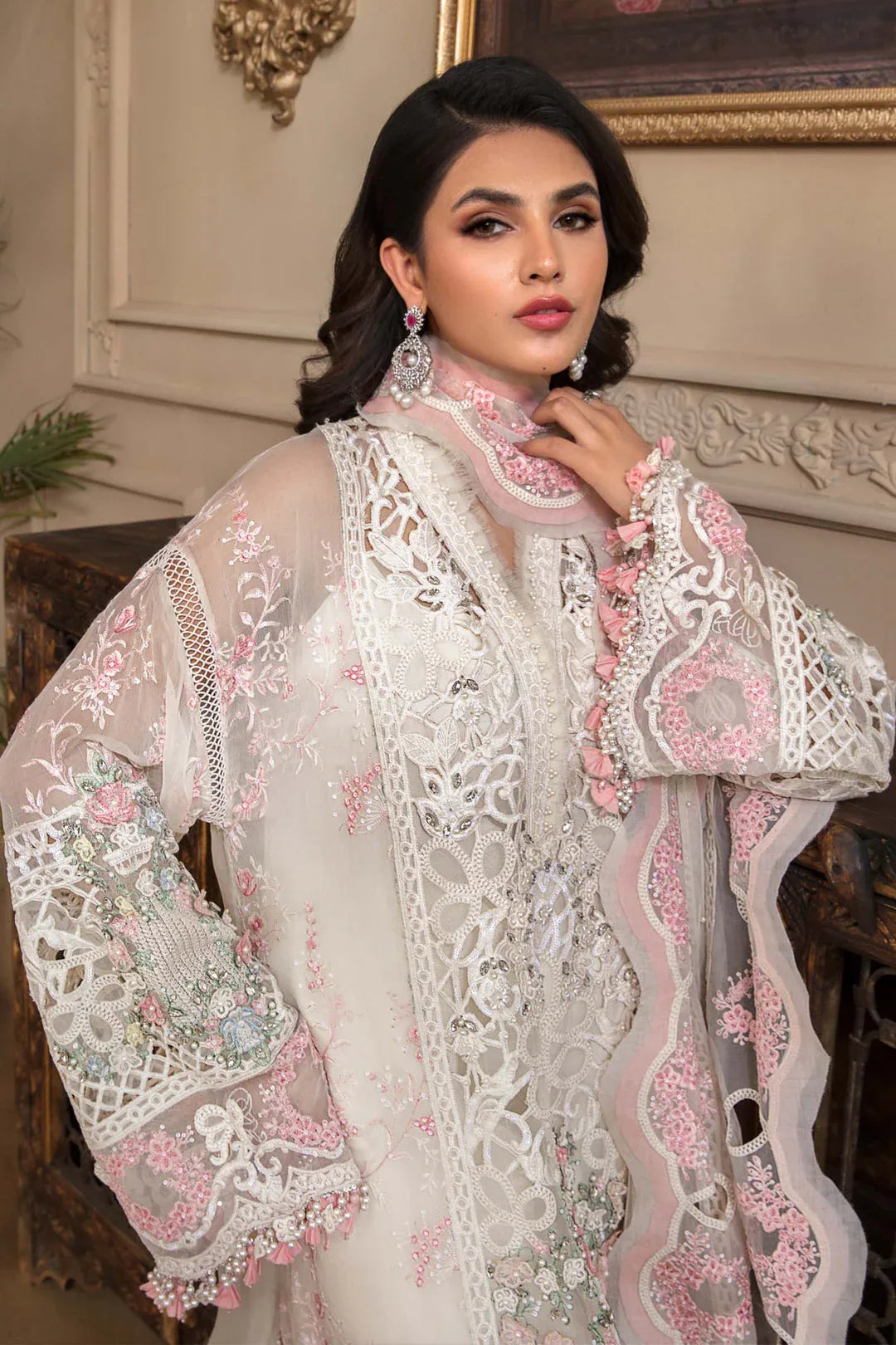 MARIA B Off White BD-2604 MBROIDERED - Aqsa Fabrics