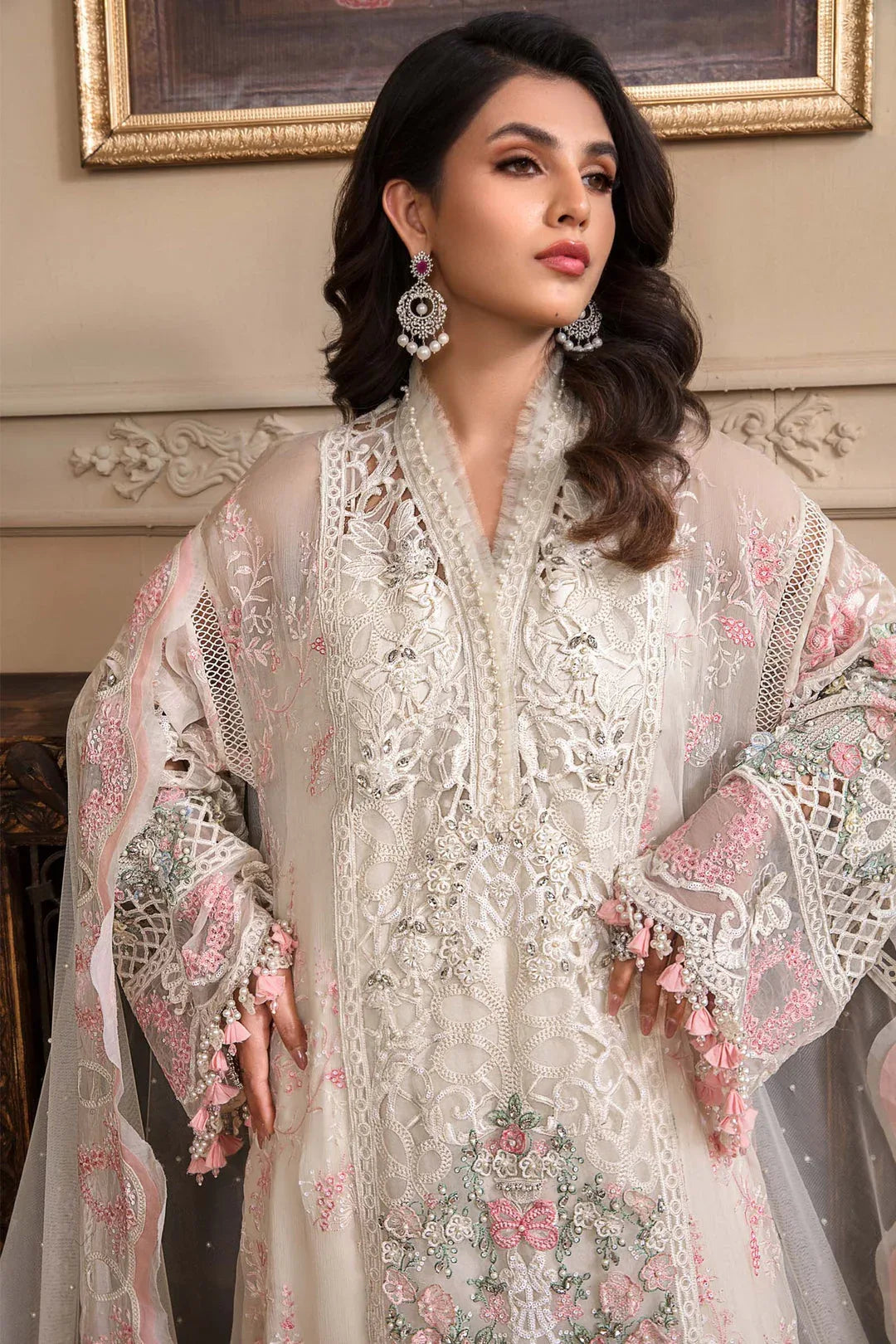 MARIA B Off White BD-2604 MBROIDERED - Aqsa Fabrics