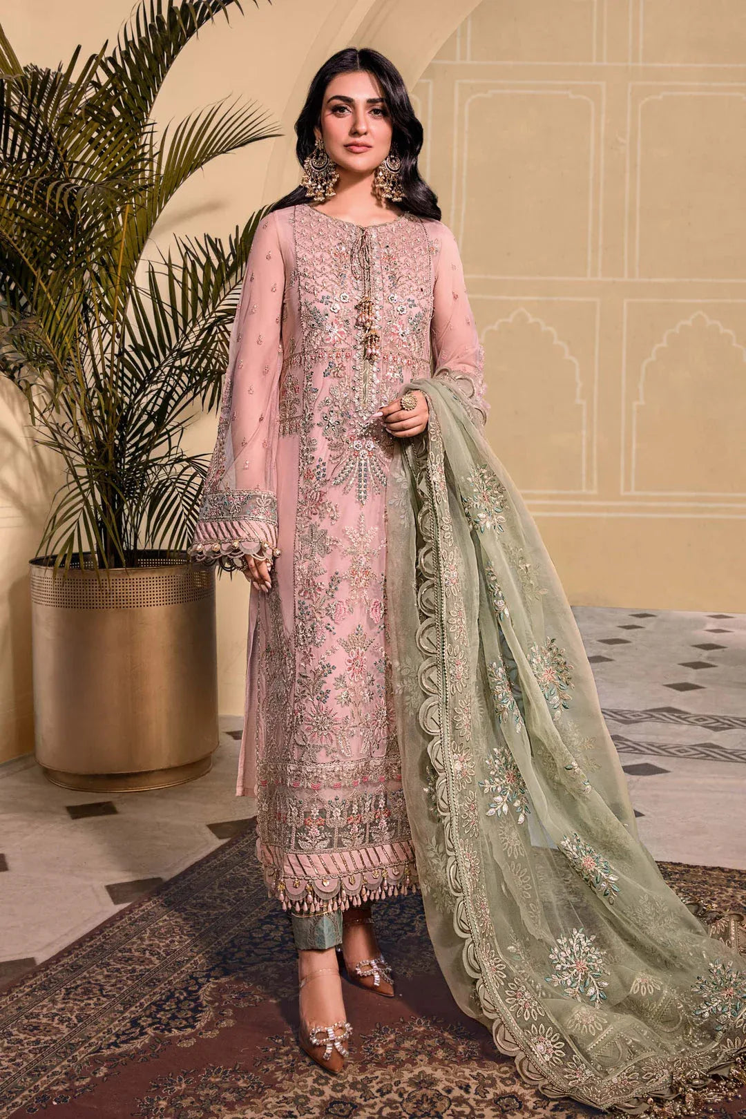 MARIA B Sea Green BD-2607 MBROIDERED - Aqsa Fabrics