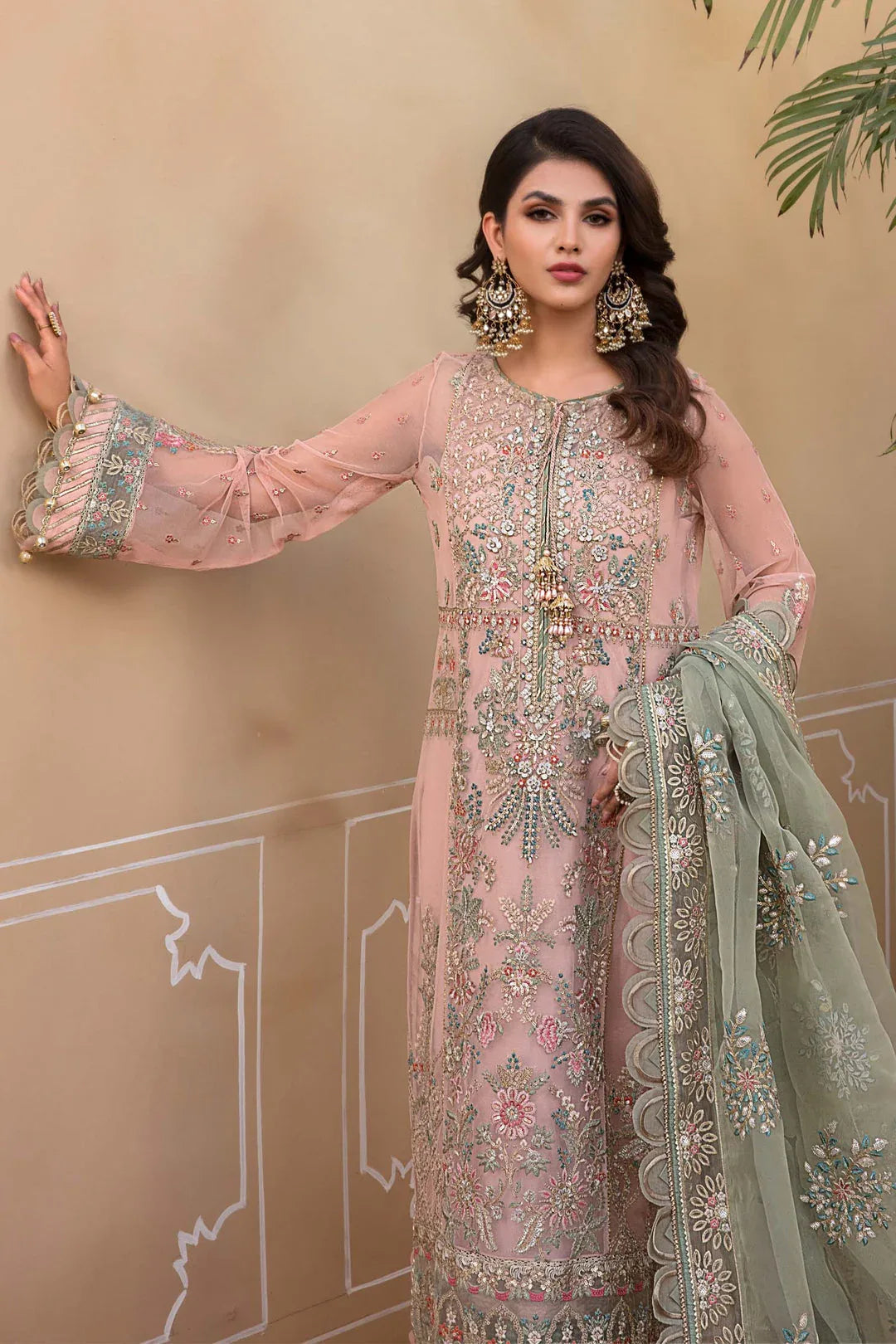 MARIA B Sea Green BD-2607 MBROIDERED - Aqsa Fabrics