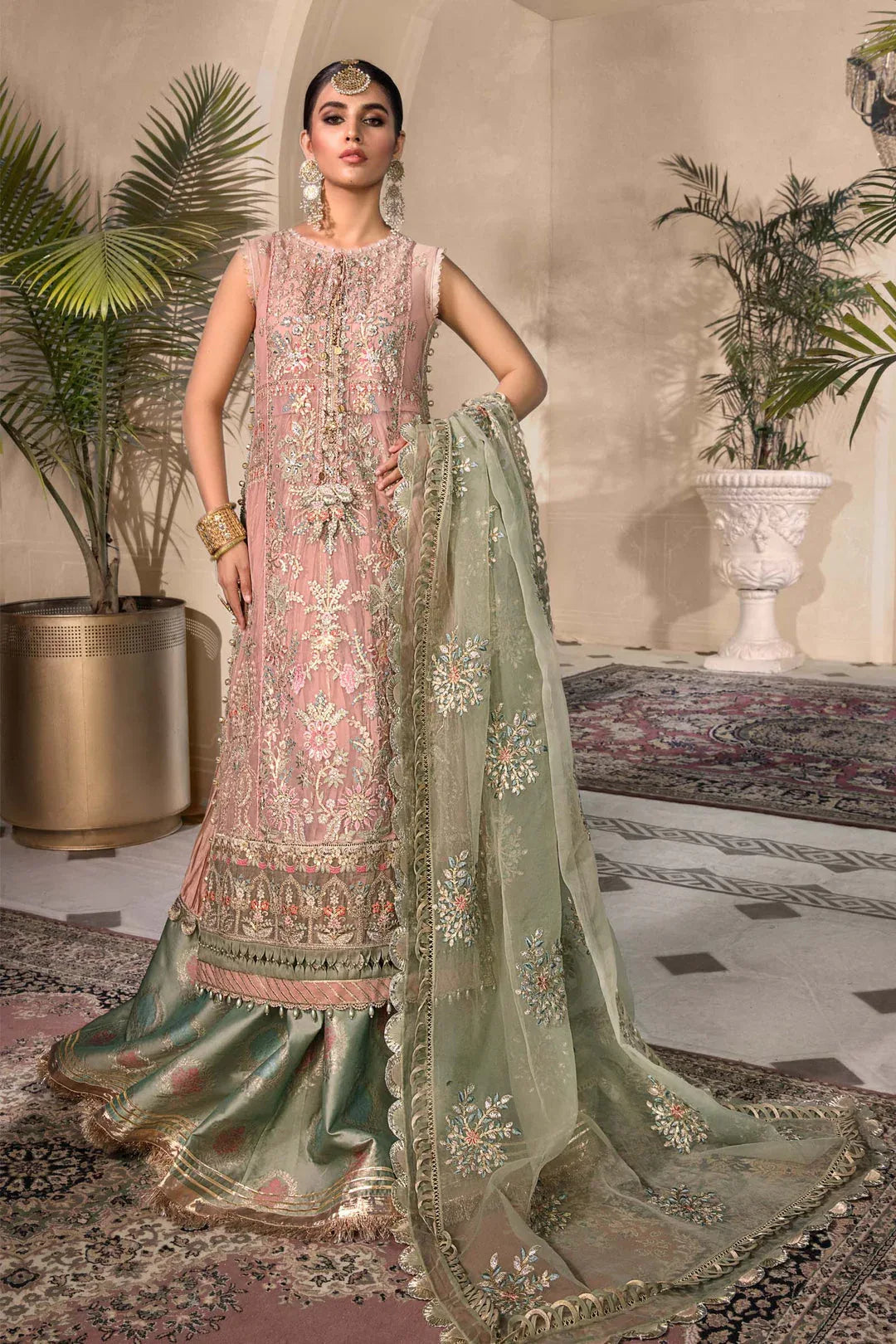 MARIA B Sea Green BD-2607 MBROIDERED - Aqsa Fabrics