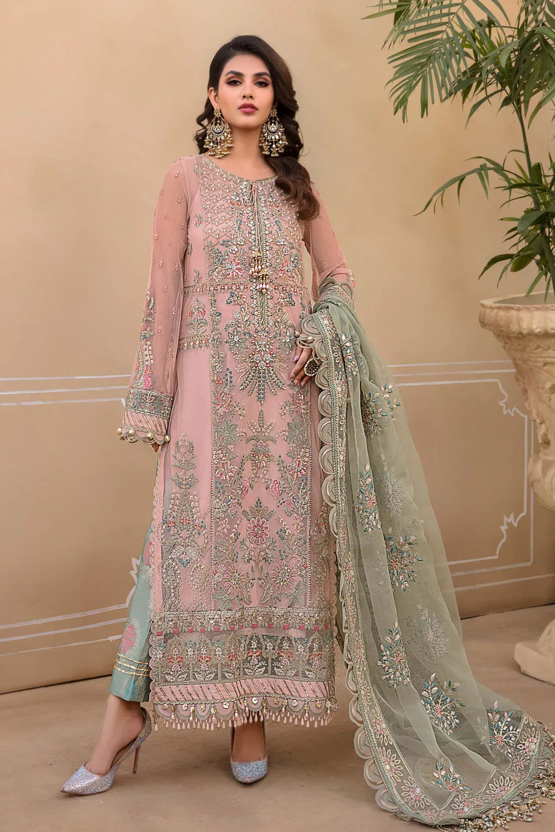 MARIA B Sea Green BD-2607 MBROIDERED - Aqsa Fabrics