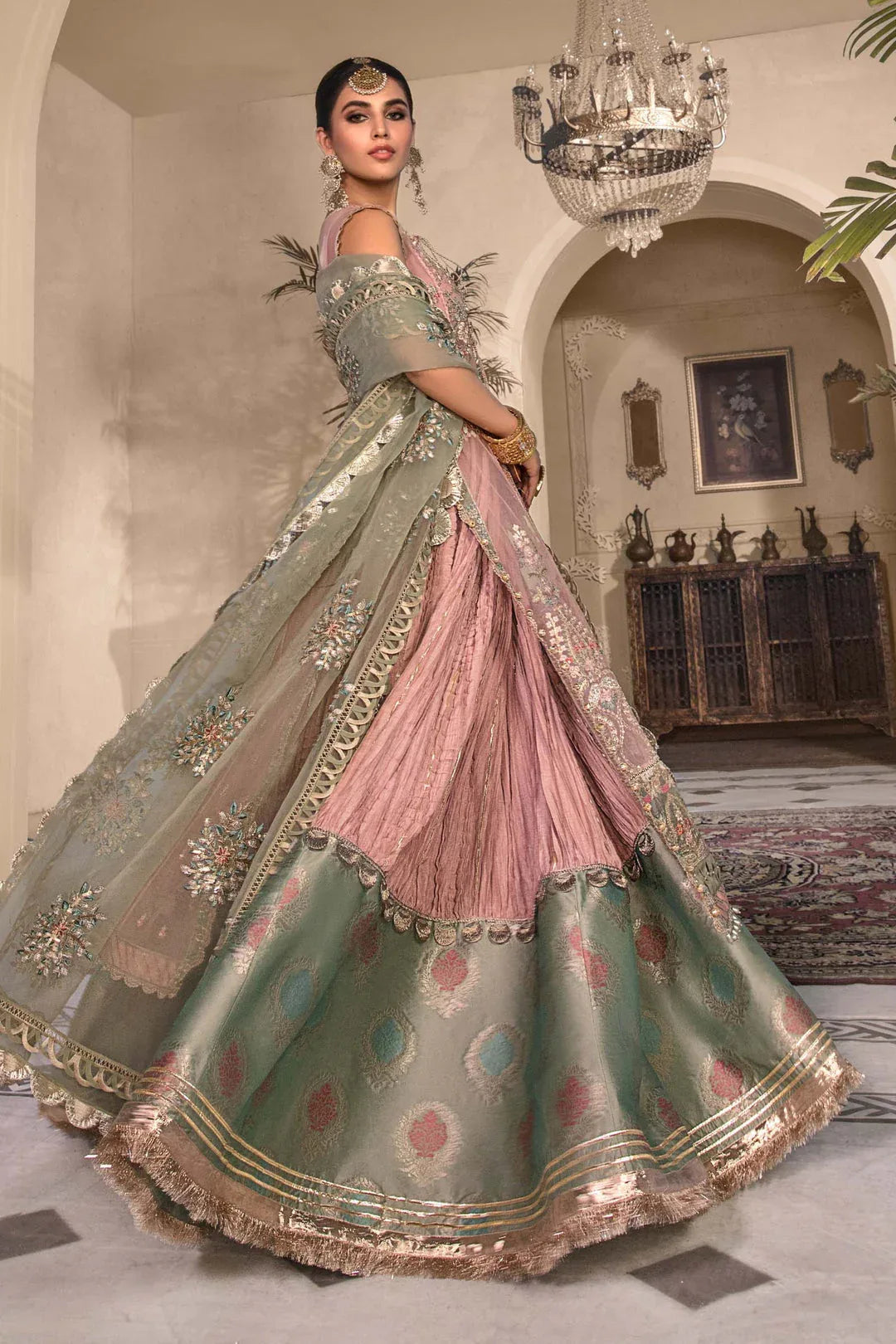 MARIA B Sea Green BD-2607 MBROIDERED - Aqsa Fabrics