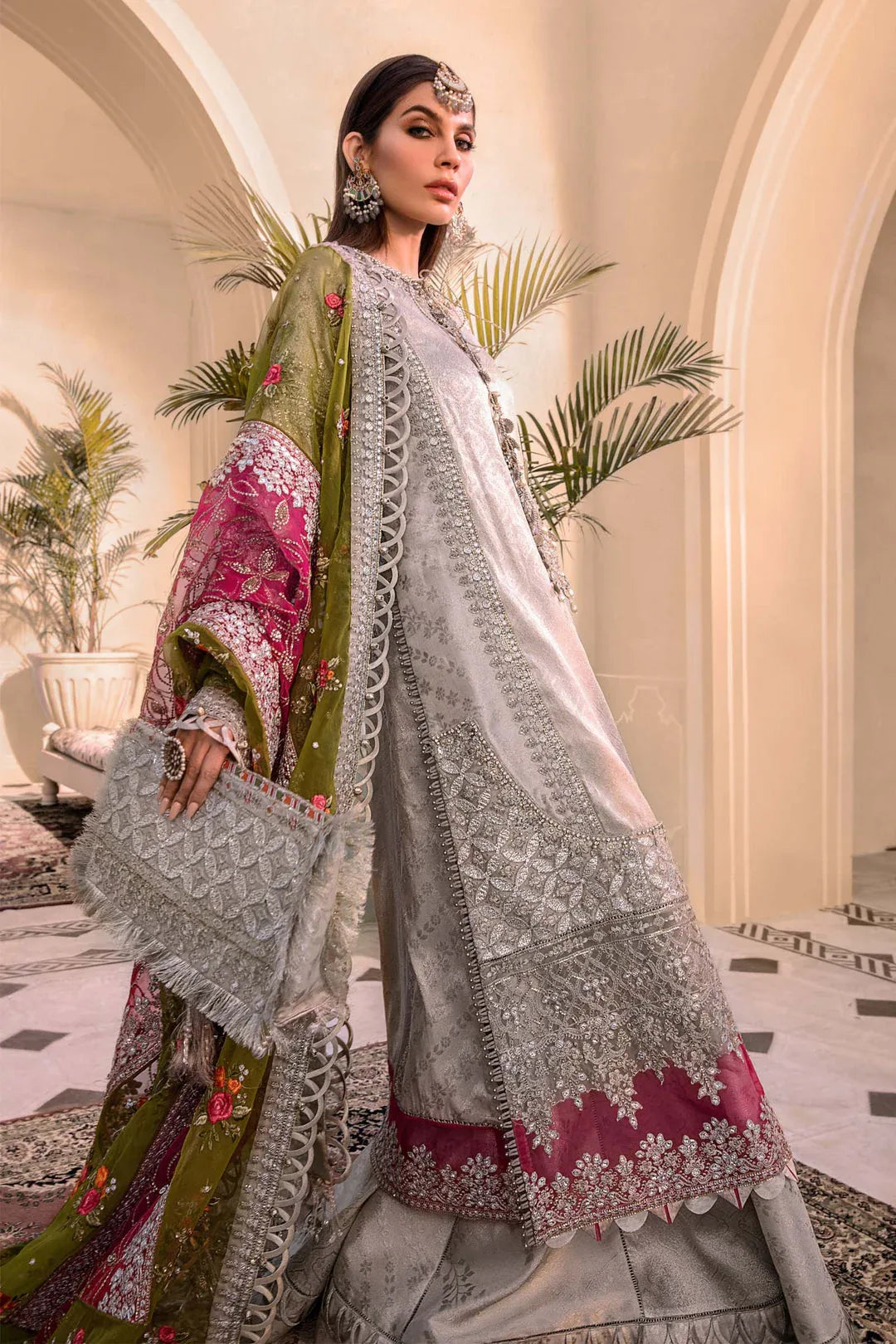 MARIA B Silver BD-2601 MBROIDERED - Aqsa Fabrics