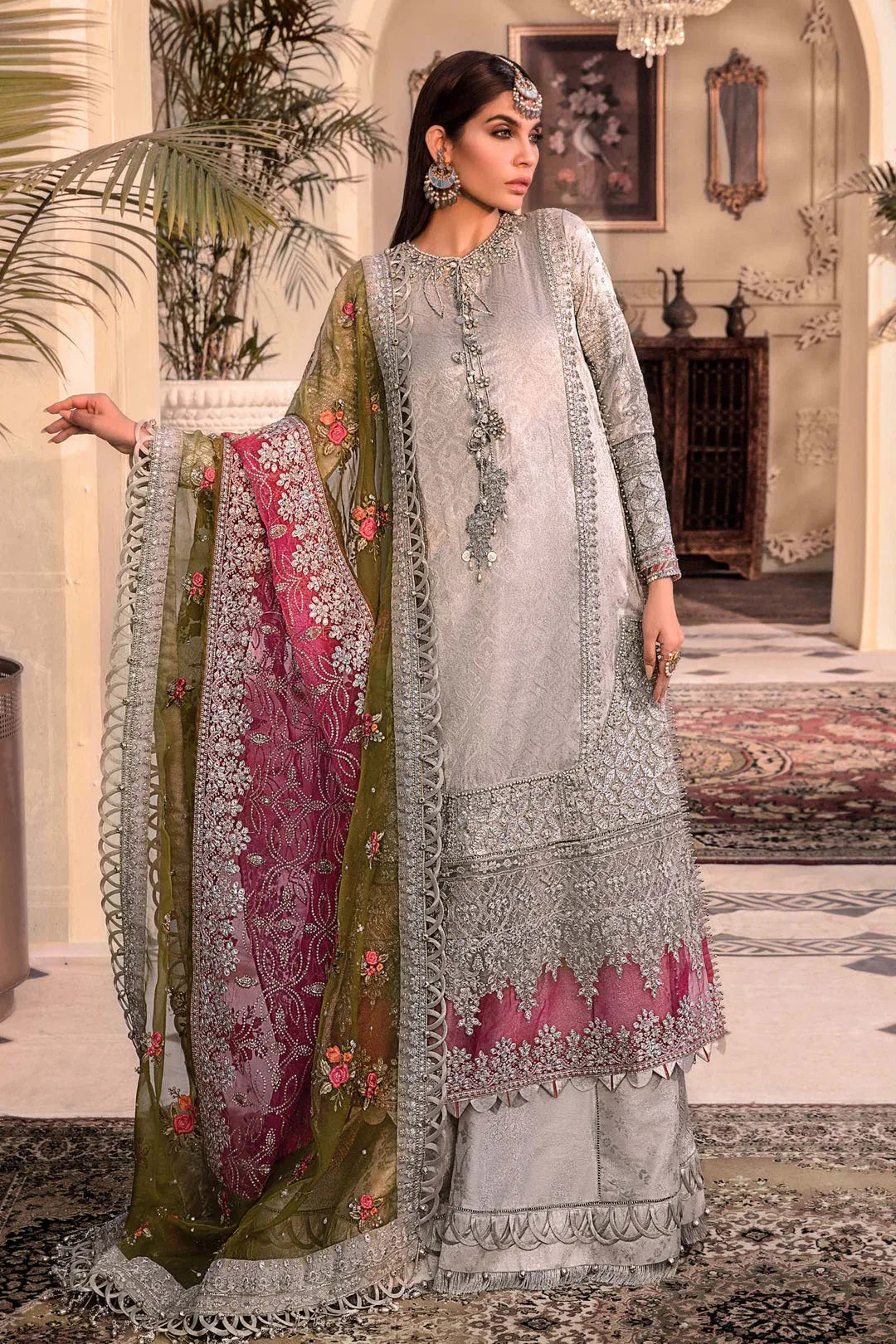 MARIA B Silver BD-2601 MBROIDERED - Aqsa Fabrics