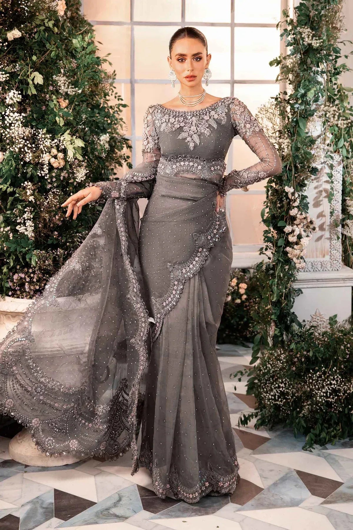 MARIA B__3 Piece Embroidered Organza Suit | BD-2902 - Aqsa Fabrics
