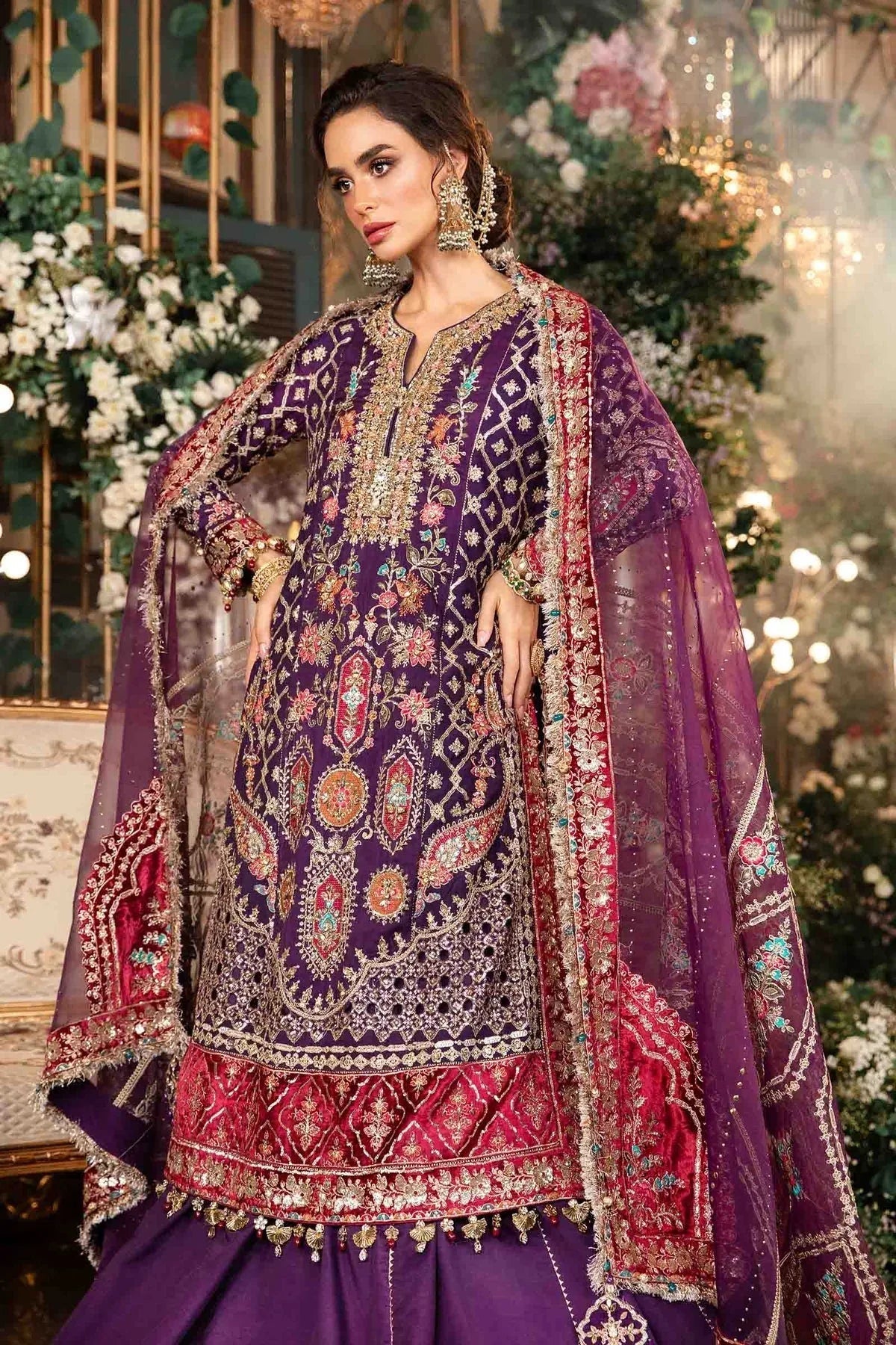 MARIA B__3 Piece Embroidered Raw Silk Suit | BD-2903 - Aqsa Fabrics