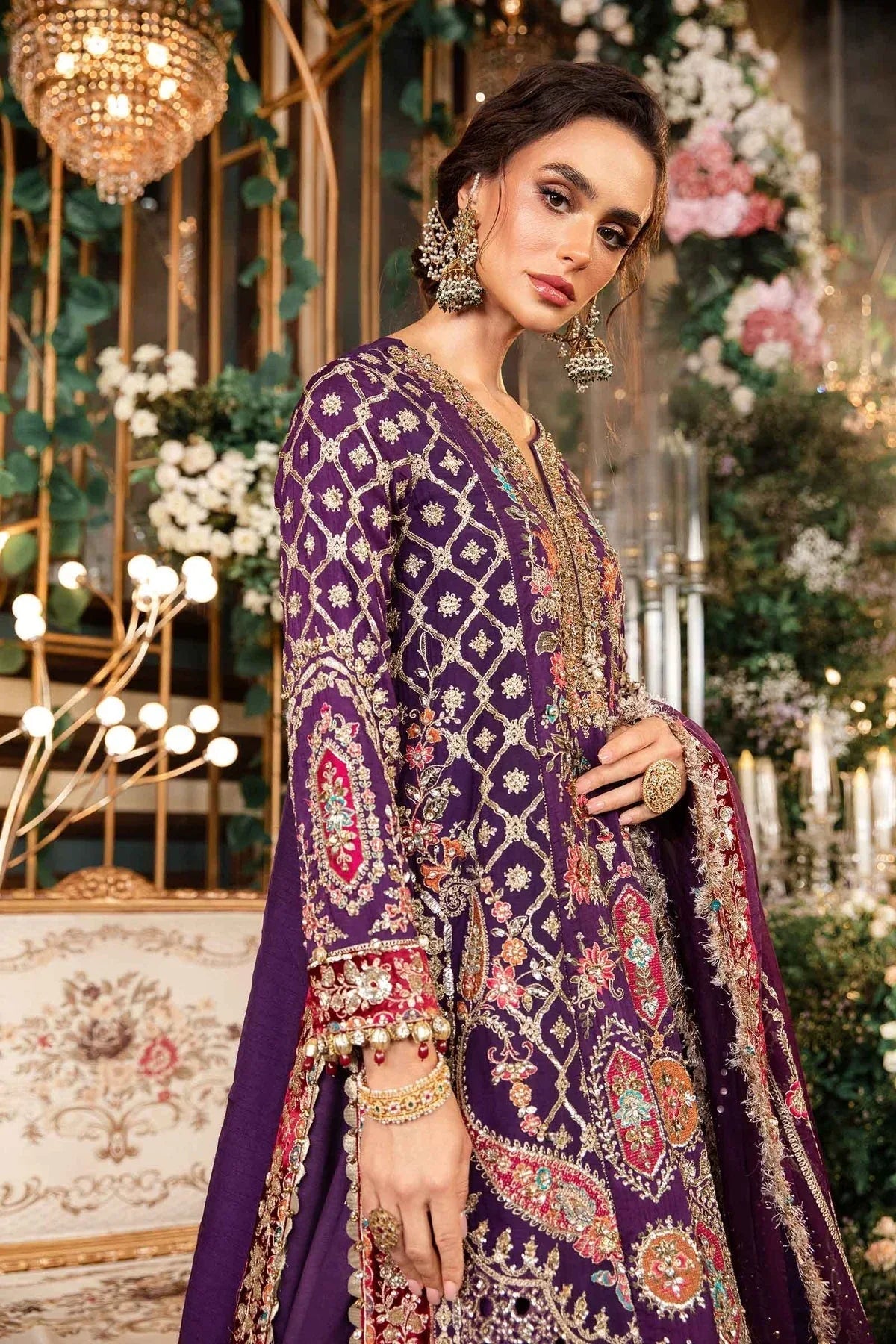 MARIA B__3 Piece Embroidered Raw Silk Suit | BD-2903 - Aqsa Fabrics