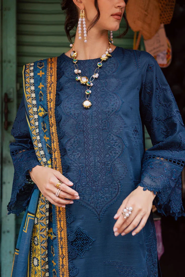 Marjjan | Carnation Lawn | MBL-13 A (TEAL BLUE) - Aqsa Fabrics