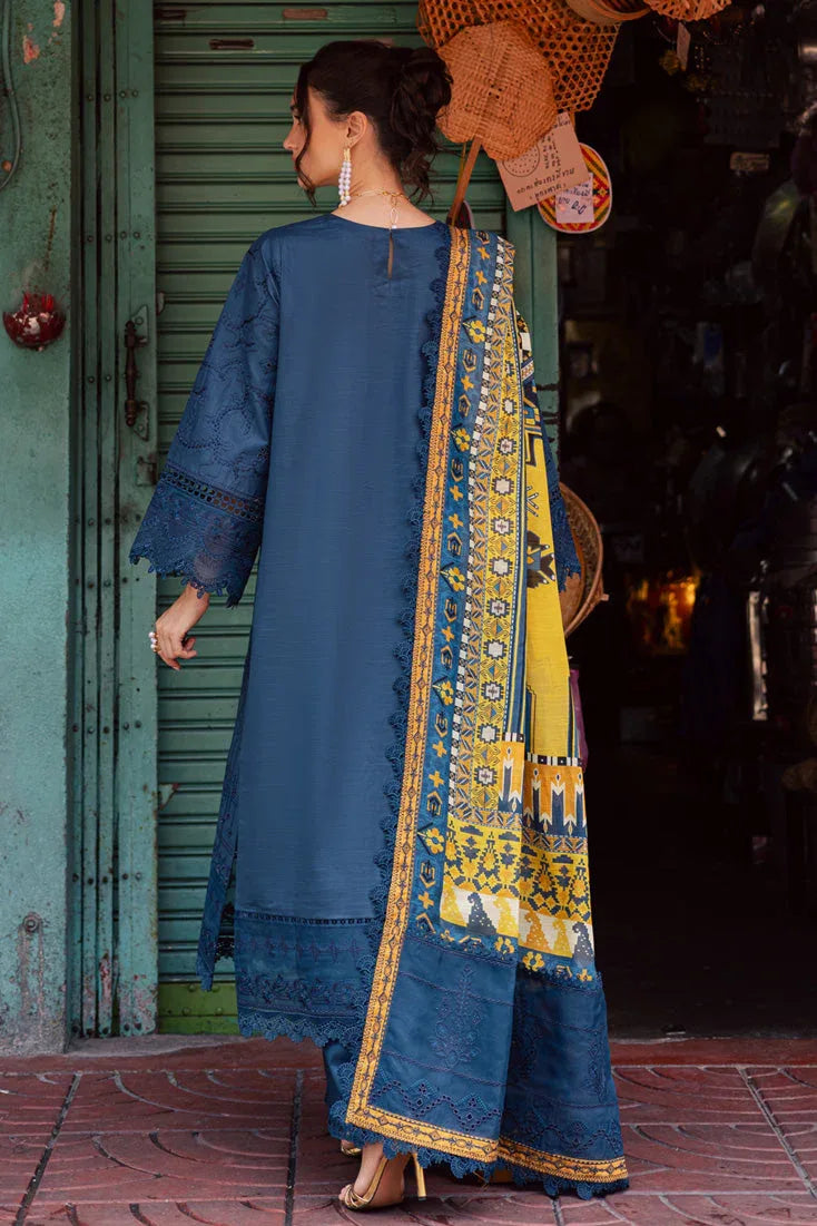 Marjjan | Carnation Lawn | MBL-13 A (TEAL BLUE) - Aqsa Fabrics