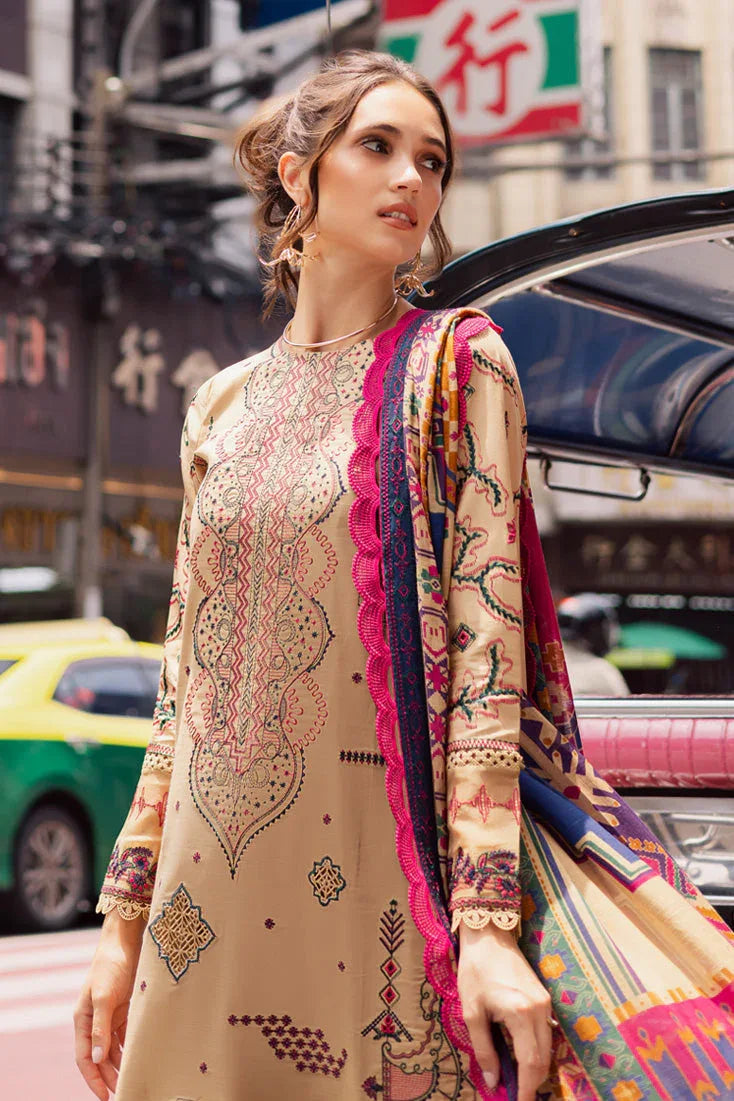 Marjjan | Carnation Lawn | MBL-13 B (BEIGE) - Aqsa Fabrics