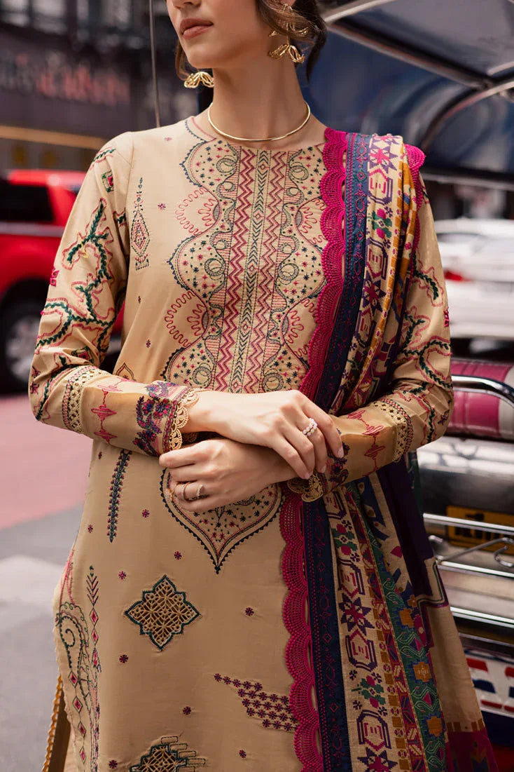Marjjan | Carnation Lawn | MBL-13 B (BEIGE) - Aqsa Fabrics
