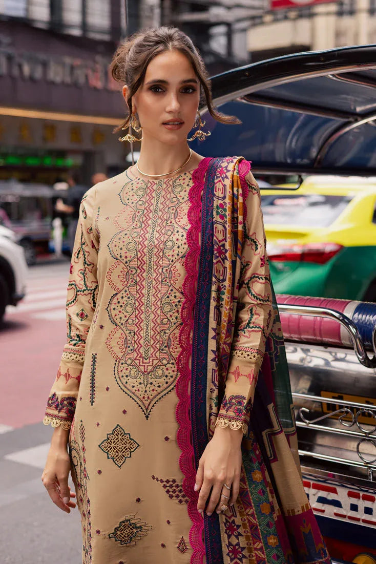 Marjjan | Carnation Lawn | MBL-13 B (BEIGE) - Aqsa Fabrics