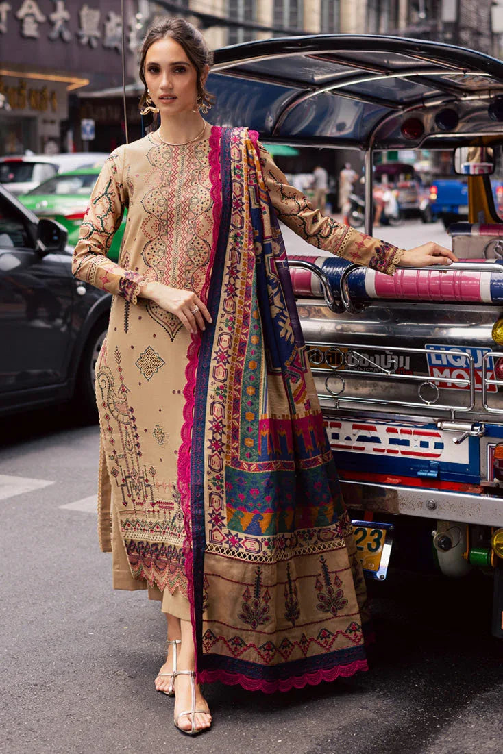 Marjjan | Carnation Lawn | MBL-13 B (BEIGE) - Aqsa Fabrics