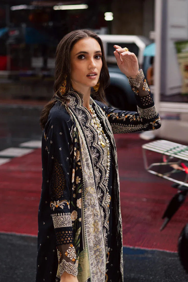 Marjjan | Carnation Lawn | MBL-14 A (BLACK) - Aqsa Fabrics