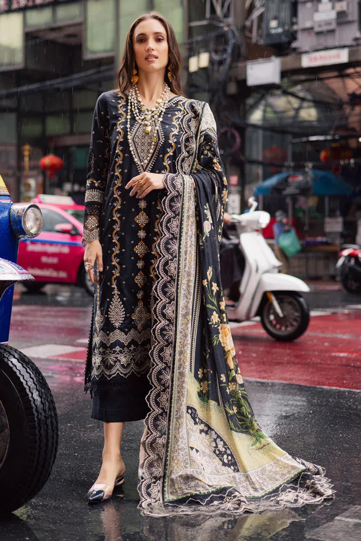 Marjjan | Carnation Lawn | MBL-14 A (BLACK) - Aqsa Fabrics