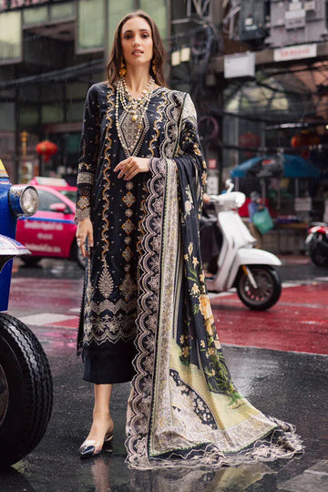 Marjjan | Carnation Lawn | MBL-14 A (BLACK) - Aqsa Fabrics