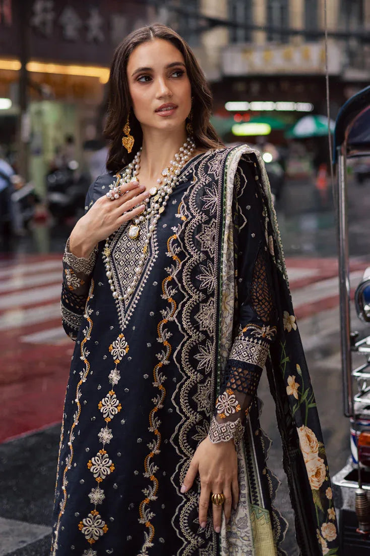 Marjjan | Carnation Lawn | MBL-14 A (BLACK) - Aqsa Fabrics