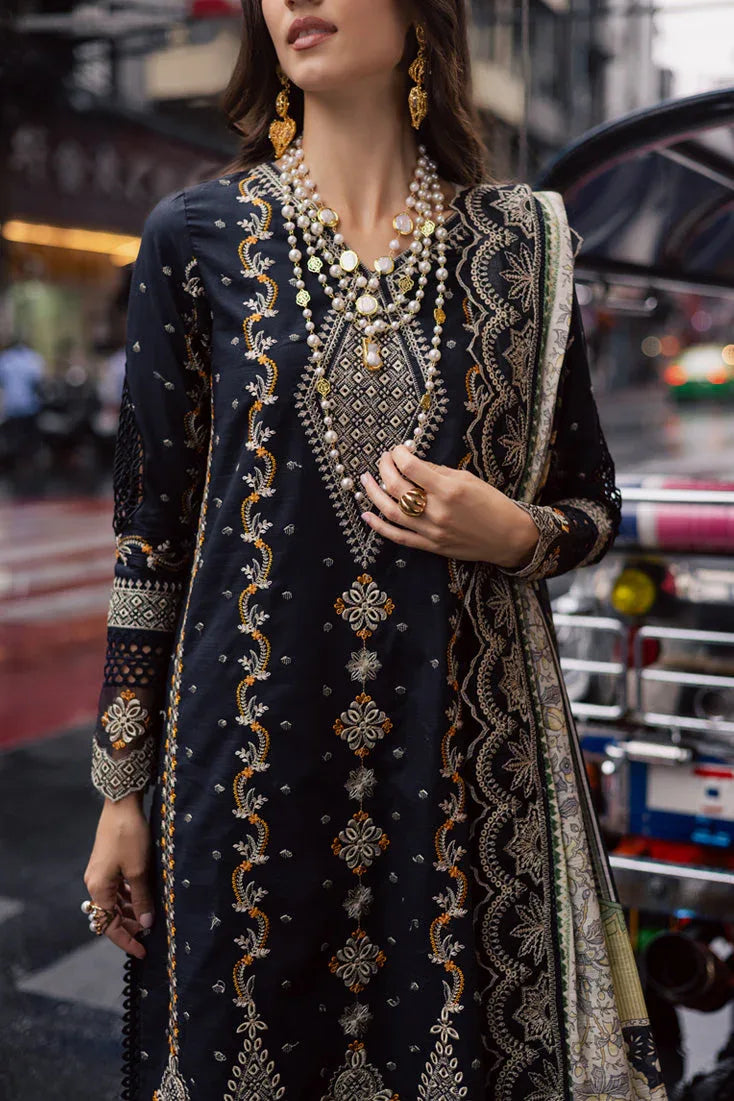 Marjjan | Carnation Lawn | MBL-14 A (BLACK) - Aqsa Fabrics