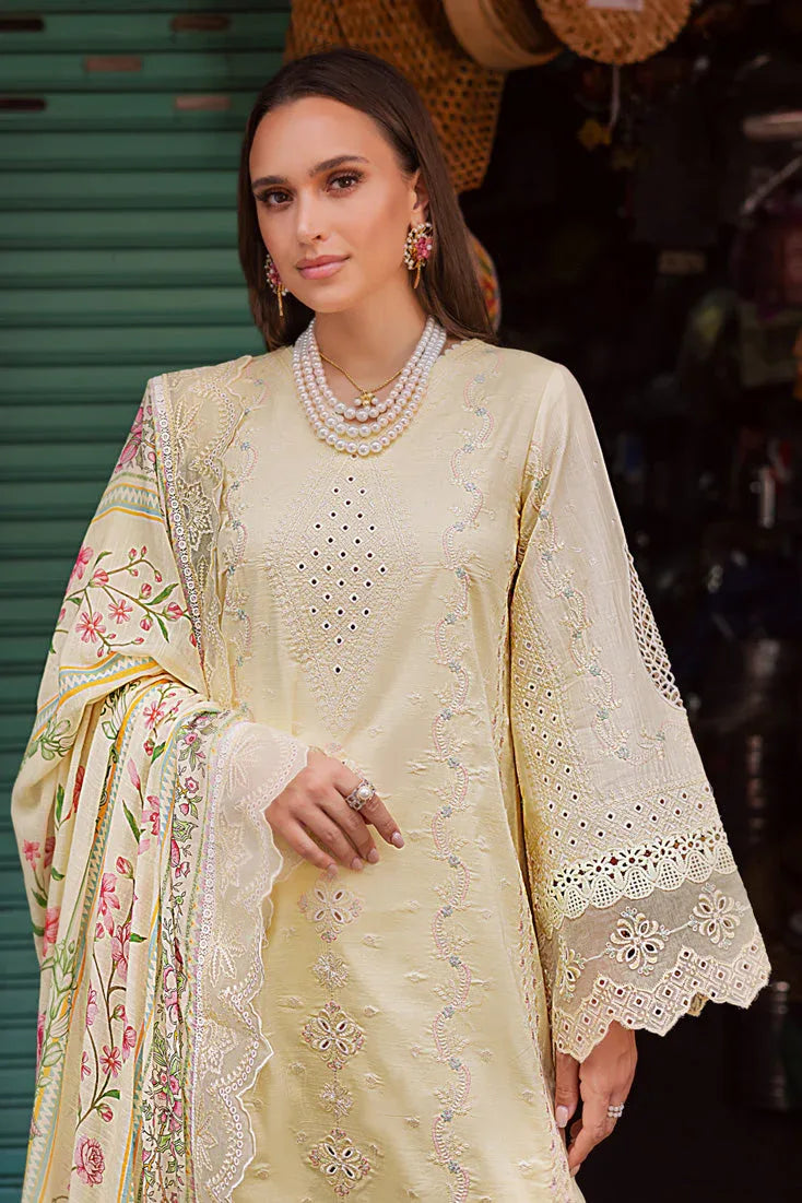 Marjjan | Carnation Lawn | MBL-14 B (LIME YELLOW) - Aqsa Fabrics