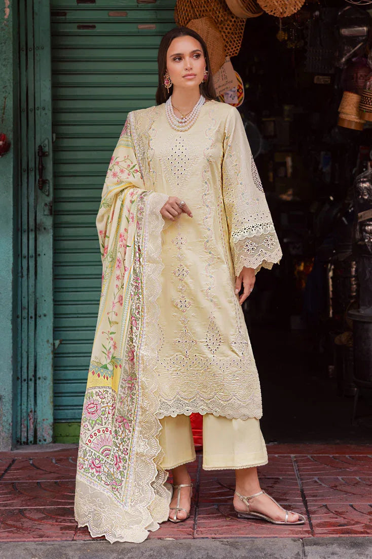 Marjjan | Carnation Lawn | MBL-14 B (LIME YELLOW) - Aqsa Fabrics