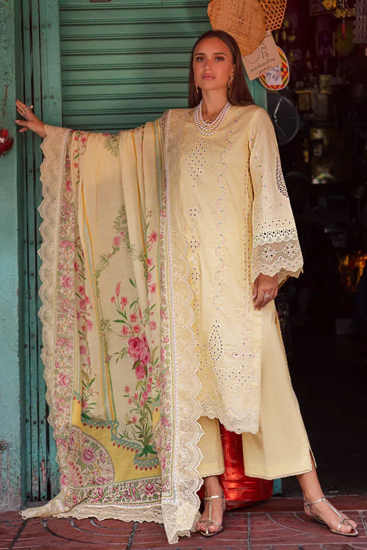 Marjjan | Carnation Lawn | MBL-14 B (LIME YELLOW) - Aqsa Fabrics