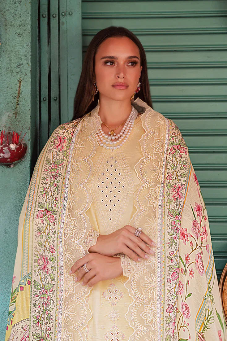 Marjjan | Carnation Lawn | MBL-14 B (LIME YELLOW) - Aqsa Fabrics