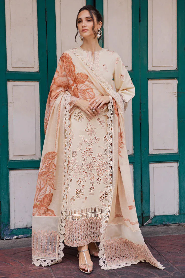 Marjjan | Carnation Lawn | MBL-16 A (ALMOND SKIN) - Aqsa Fabrics