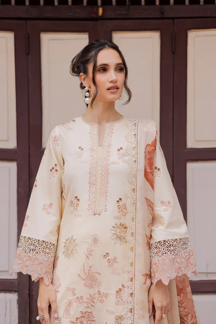 Marjjan | Carnation Lawn | MBL-16 A (ALMOND SKIN) - Aqsa Fabrics