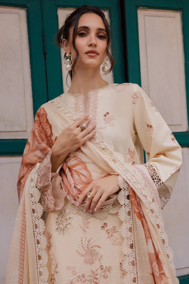 Marjjan | Carnation Lawn | MBL-16 A (ALMOND SKIN) - Aqsa Fabrics