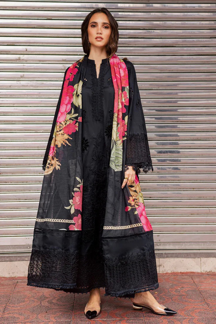 Marjjan | Carnation Lawn | MBL-16 B (BLACK) - Aqsa Fabrics