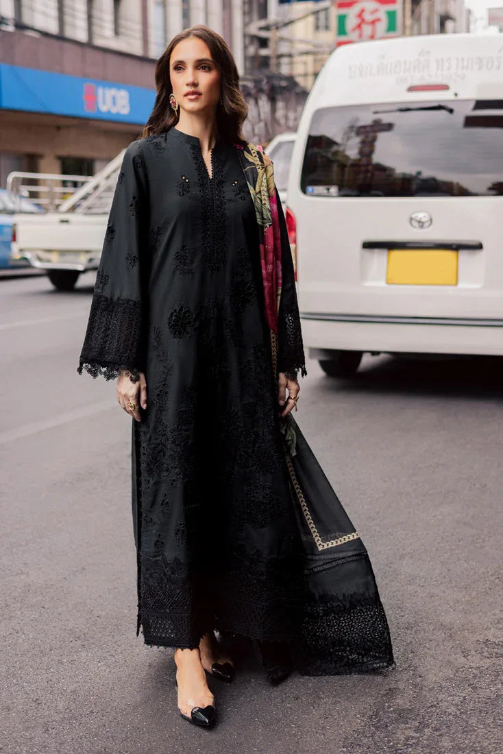 Marjjan | Carnation Lawn | MBL-16 B (BLACK) - Aqsa Fabrics