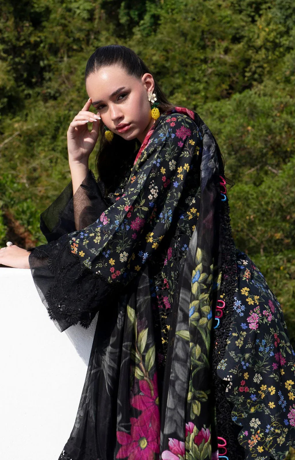 AJR Couture | Printakari Lawn 25 | Midnight Flora - Aqsa Fabrics