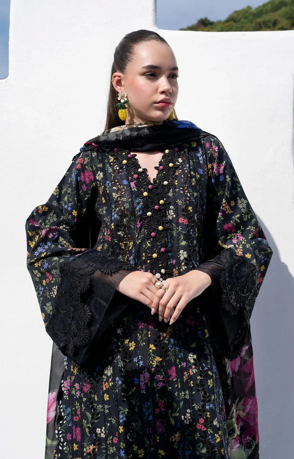 AJR Couture | Printakari Lawn 25 | Midnight Flora - Aqsa Fabrics
