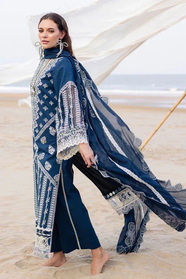 Marjjan | Mavi Lawn | MLL-19 A (TEAL BLUE) - Aqsa Fabrics