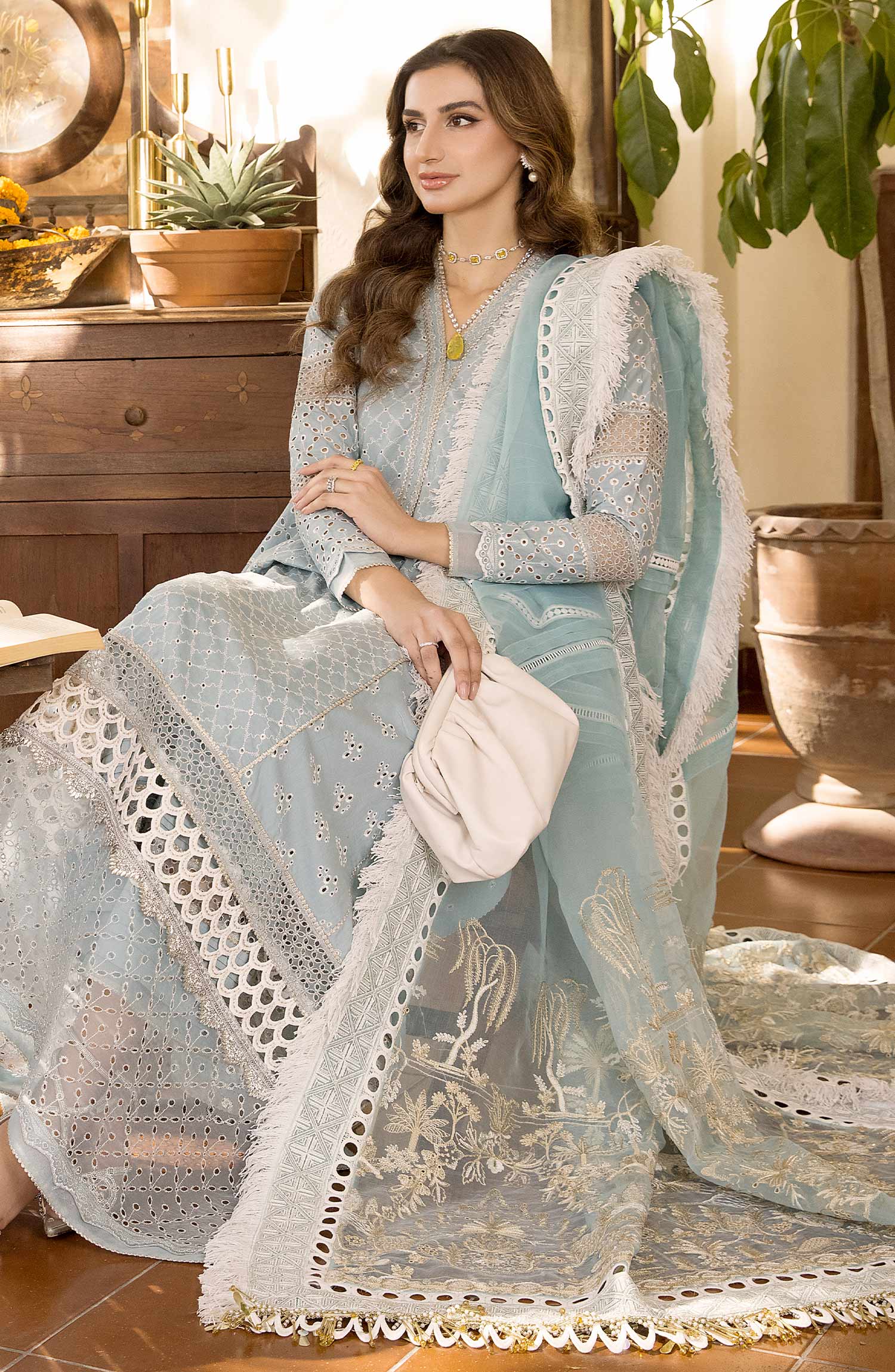 Maryum N Maria | Luxury Collection | MLRD-073 Iced Aqua - Aqsa Fabrics