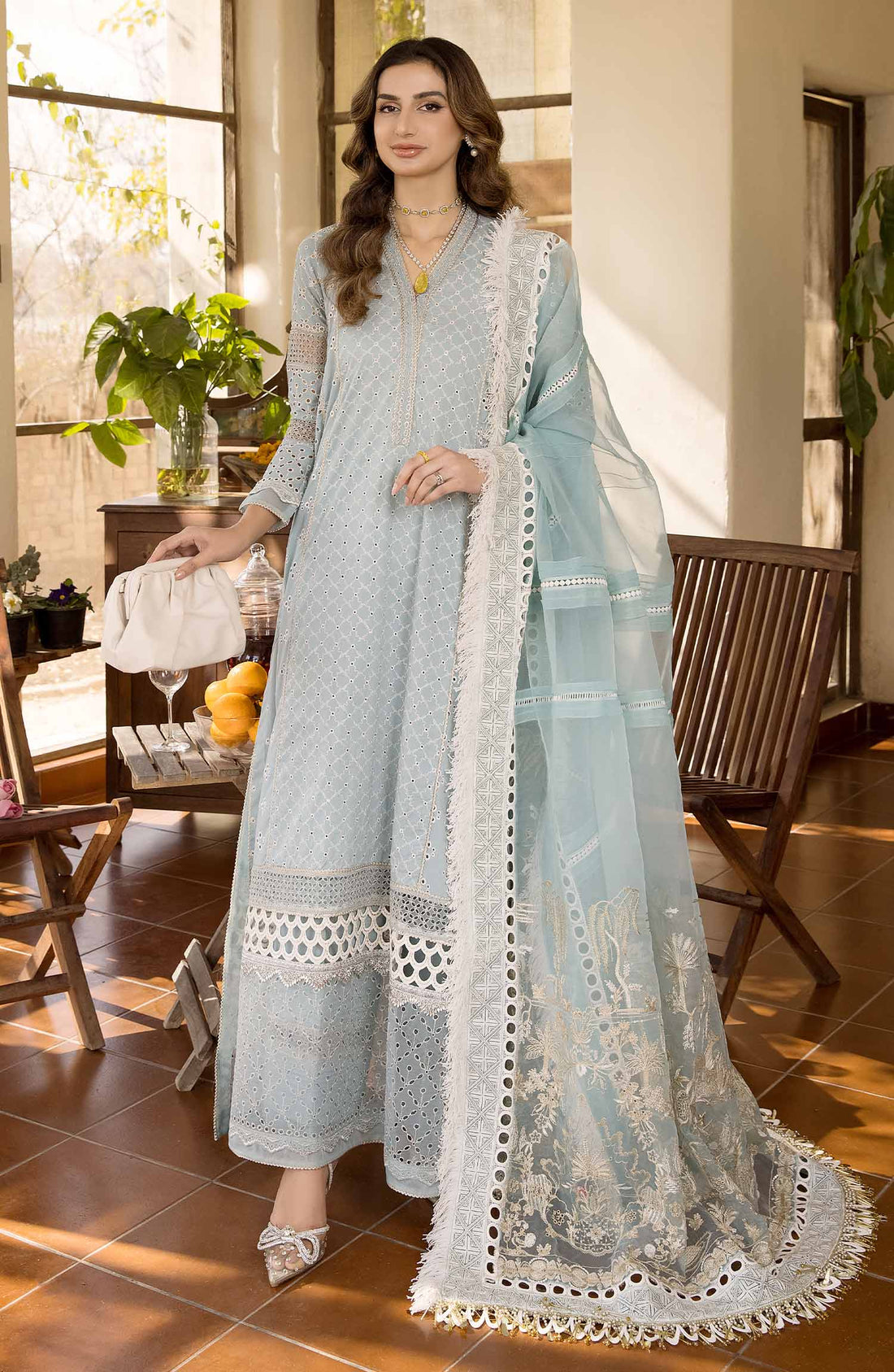 Maryum N Maria | Luxury Collection | MLRD-073 Iced Aqua - Aqsa Fabrics