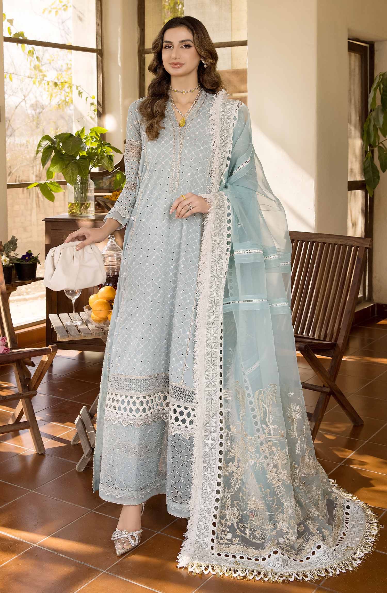 Maryum N Maria | Luxury Collection | MLRD-073 Iced Aqua - Aqsa Fabrics