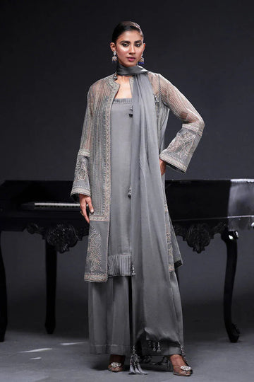 MNR | Chai Coffee Luxury Pret | Grey Eminance - Aqsa Fabrics
