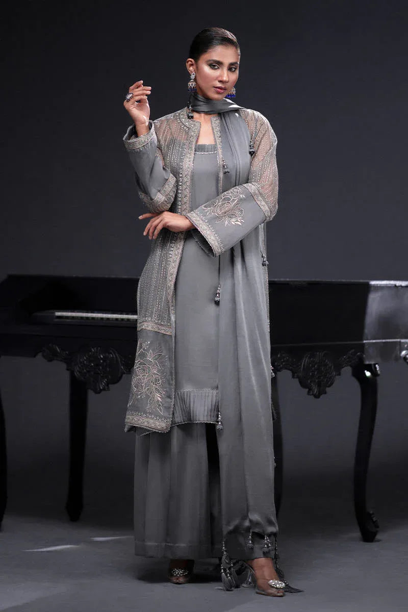 MNR | Chai Coffee Luxury Pret | Grey Eminance - Aqsa Fabrics