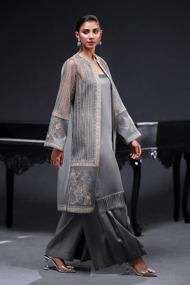 MNR | Chai Coffee Luxury Pret | Grey Eminance - Aqsa Fabrics