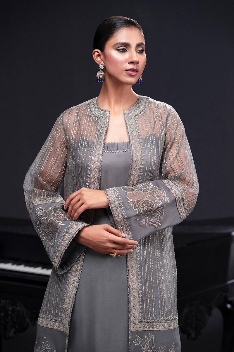 MNR | Chai Coffee Luxury Pret | Grey Eminance - Aqsa Fabrics