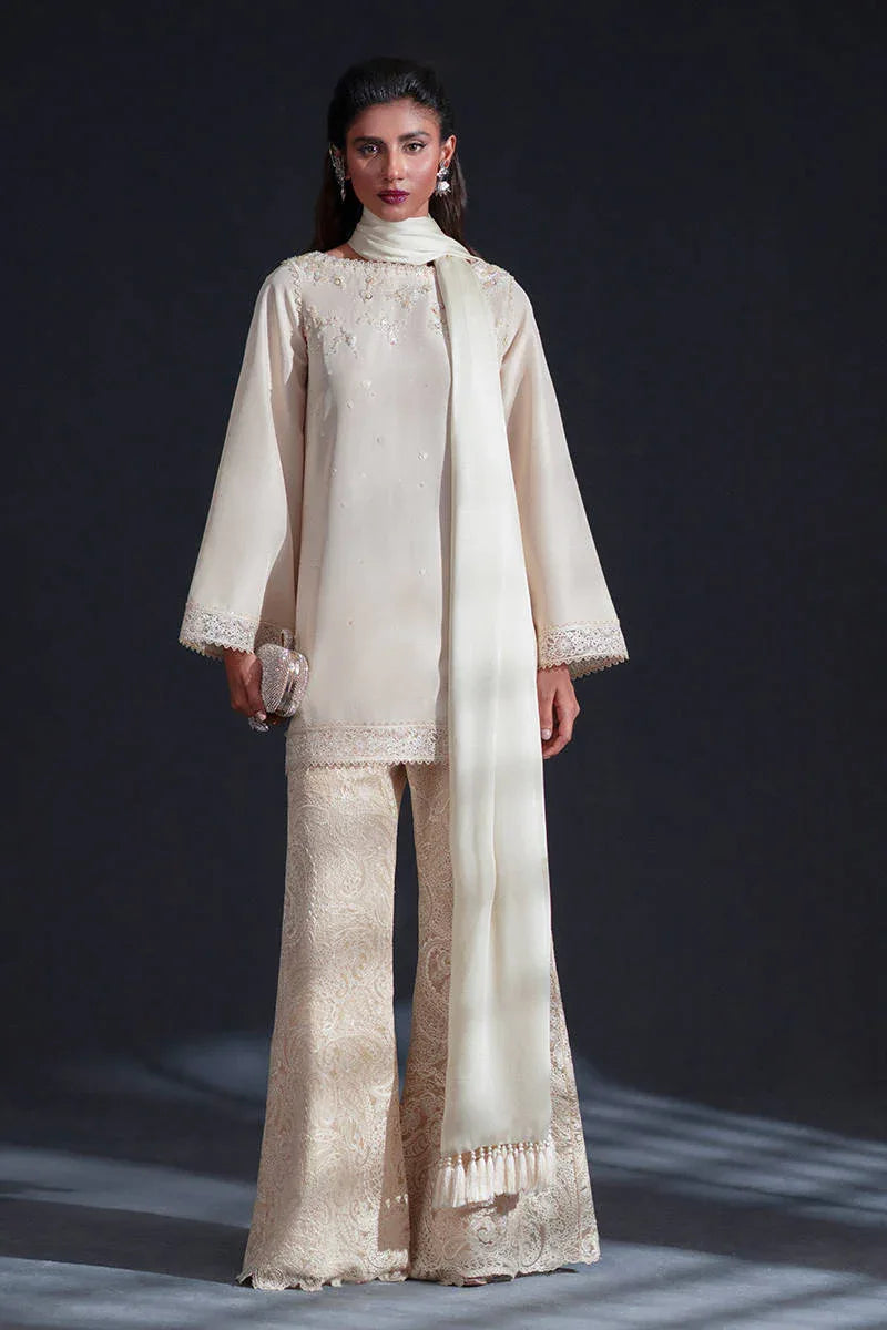 MNR | Chai Coffee Luxury Pret | Saffron Pearl - Aqsa Fabrics