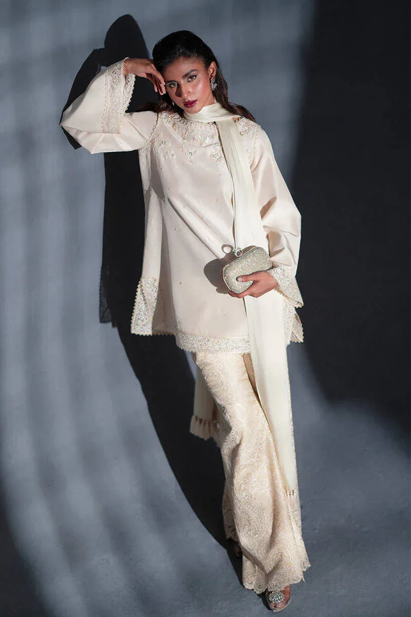 MNR | Chai Coffee Luxury Pret | Saffron Pearl - Aqsa Fabrics