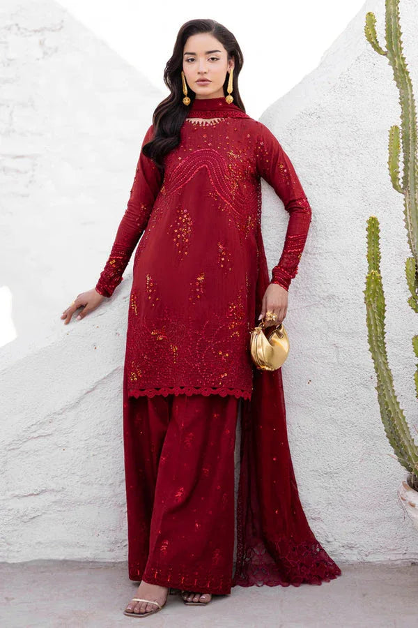 Marjjan | Elyna Lawn | SACRLET MP-48 (RED) - Aqsa Fabrics