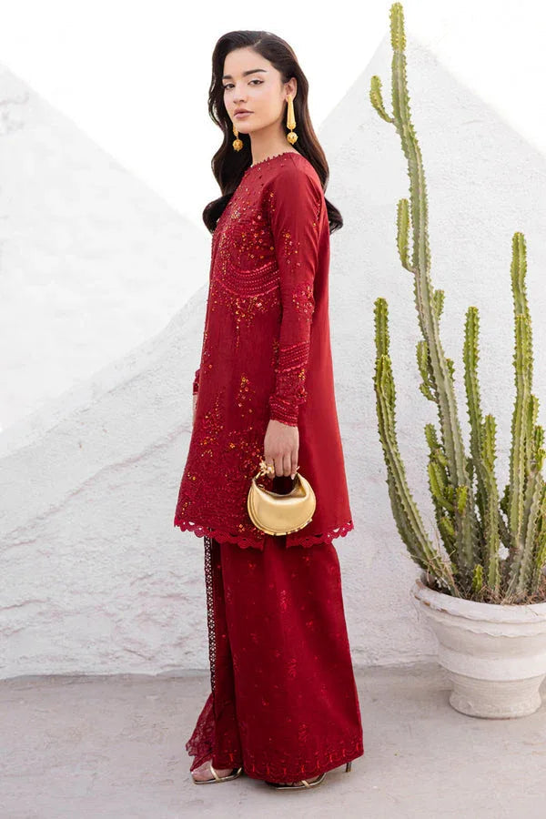 Marjjan | Elyna Lawn | SACRLET MP-48 (RED) - Aqsa Fabrics